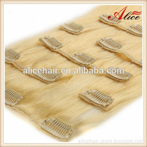 Cheap indian remy double drawn clip hair extensions